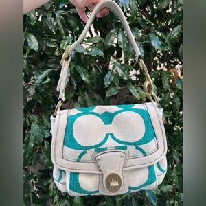NWT Coach Y2K Legacy Ali Teal & white linen 2007